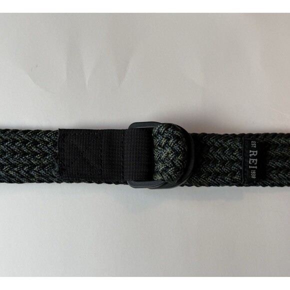 Men's REI Woven Web Belt Double D Ring Blue Green Herringbone size L/XL 47" - Picture 13 of 13